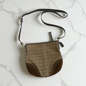 COACH Brown Vintage Leather Suede Crossbody Bag